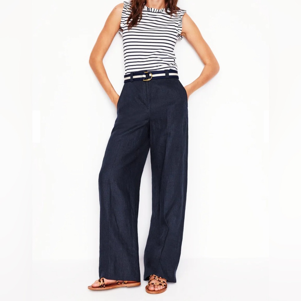 Boden Dark Blue Wide-Leg Pants
